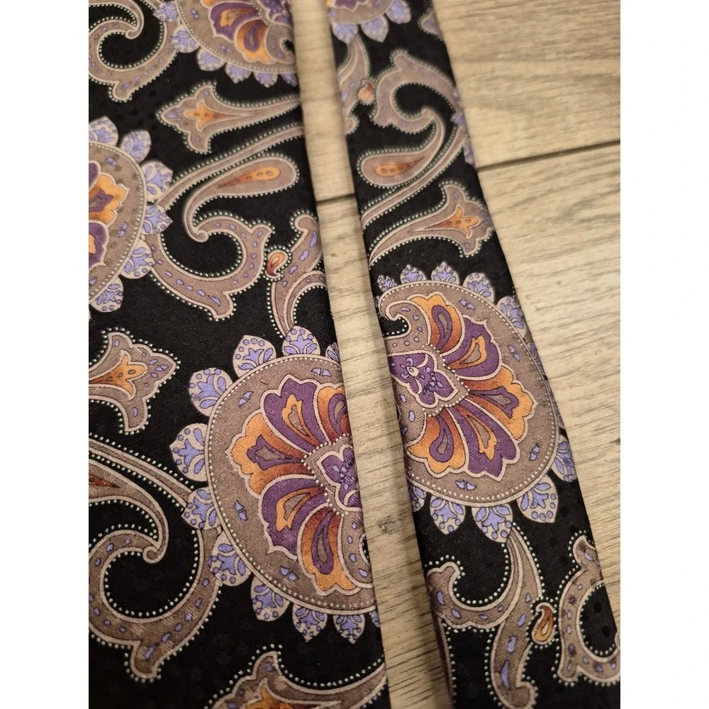 Robert Talbott Best of Class‎ Mens Silk Paisley Tie Black Purple Orange USA Made